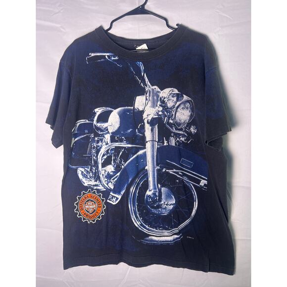 Harley-Davidson Other - Vintage 1996 Harley Davidson Front AOP Shirt Single Stitch Black Size Large